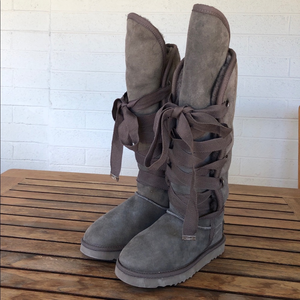 SOLD KOS Shearling corset boots